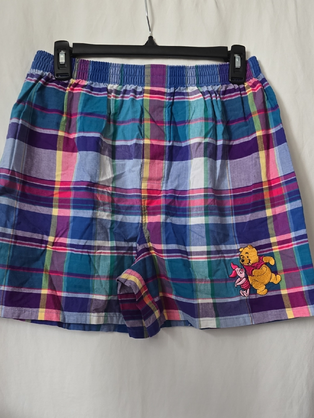 Disney Store Vintage Plaid Shorts Boxers Embroidered Pooh Piglet Medium NWT HTF